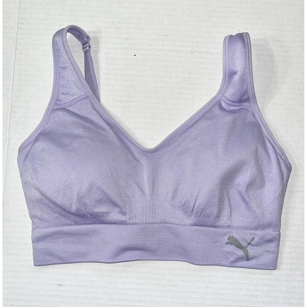 NWOT Puma Seamless‎ Sports Bra Medium Gray Adjustable Removable Padding Gym Yoga